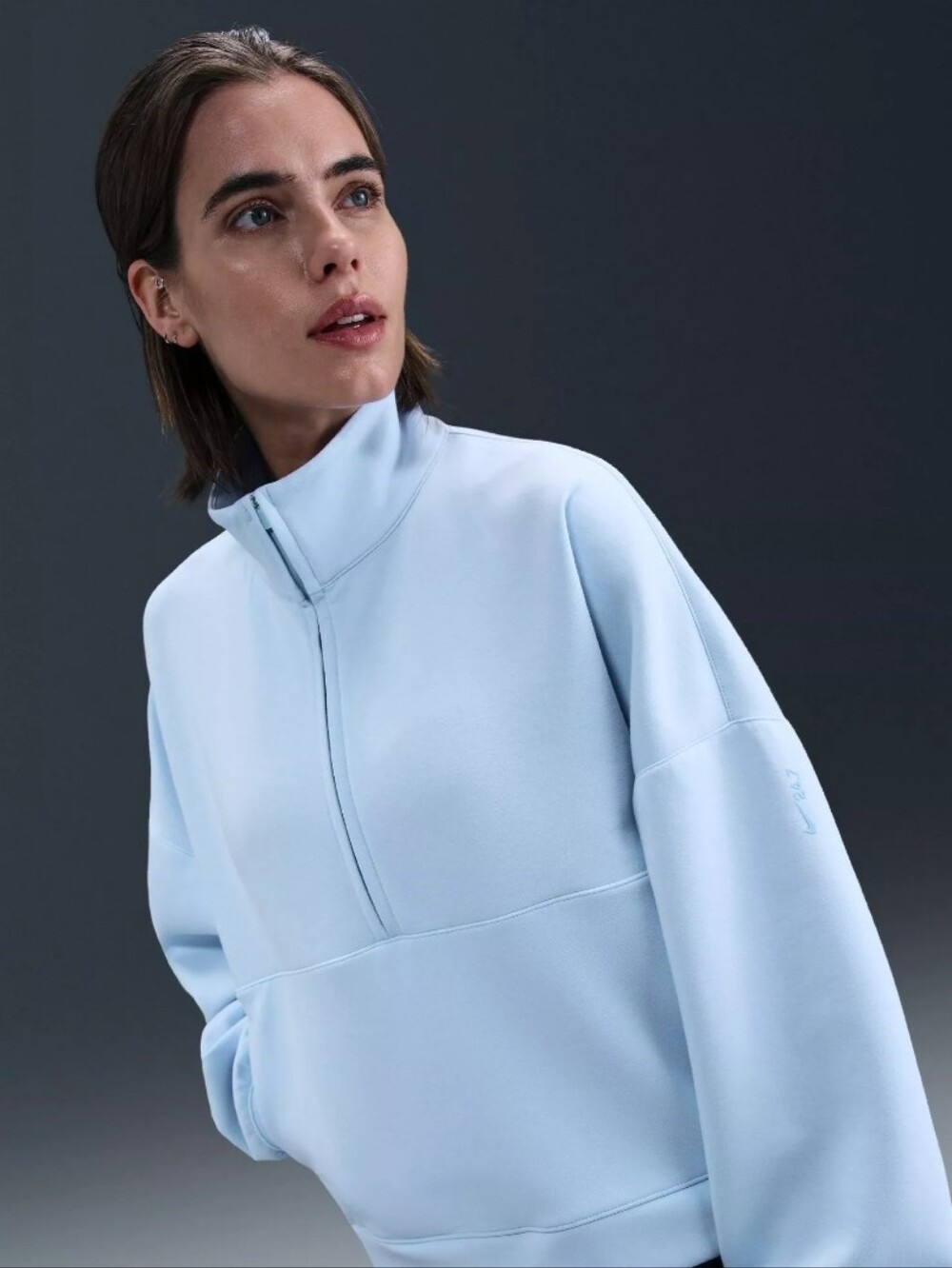 Nike 24.7 Impossibly Soft Oversized 1/2 Zip Sweatshirt In Celestine Blue, NWT